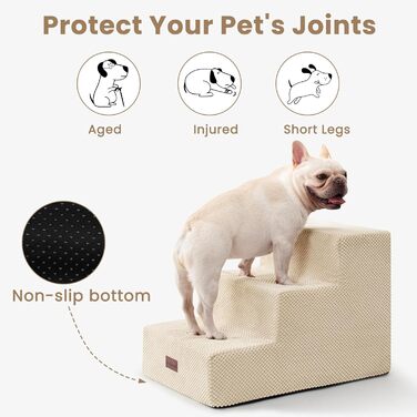 Сходинки для собак та котів, 3 сходинки, широкі, протиковзні, для дивану, крісла, 40 см, Бежевий