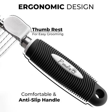 Гребінець для вичісування шерсті собак Пудель та інших порід, чорний, з нержавіючою сталлю, для собак та котів