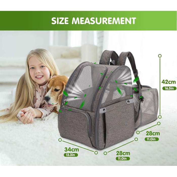 PETCUTE Рюкзак для собак та котів, дихаючий, з внутрішнім ремінком безпеки, розкладний, з бічними кишенями, для маленьких собак та котів, червоний