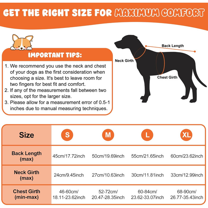 Водонепроникна куртка для собак, світловідбиваюча, вітрозахисна, тепла зимова куртка з м'яким флісовим підкладкою для собак маленьких та великих порід, для активного відпочинку, кемпінгу та походів у холодну погоду, розмір M (спина: 50 см), помаранчевий к