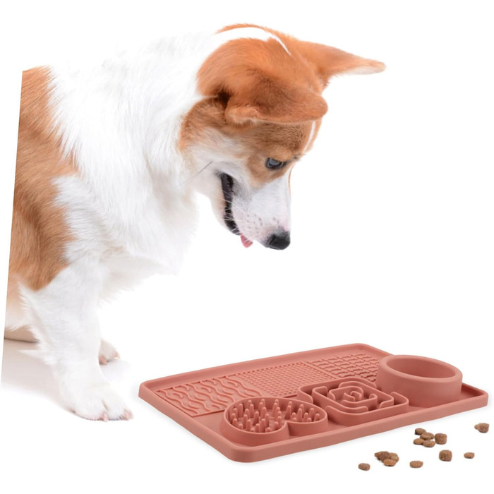 Килимок для собак та котів Silikon Slow Feeder з присоскою, рожевий, великий. Килимок для сповільнення годування та покращення травлення для домашніх тварин
