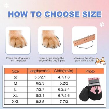 Чоботи для собак, 4 шт., захист лап, водонепроникні, з відбиваючими ременями, міцні, можна прати, для малих, середніх та великих собак (S, рожевий)