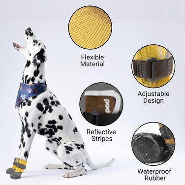 Чоботи для собак LiebeDD: захист лап, 4 шт., антиковзаючі, водонепроникні, зелені/жовті (XL)