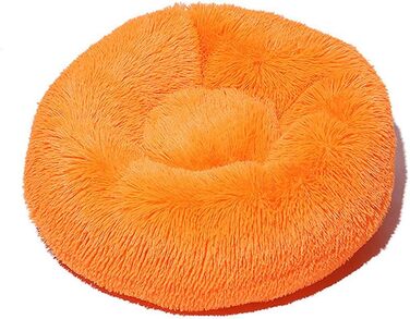 Кругле ліжко для собак FANSU з м'якого плюшу, ковзаюча база, ліжко для котів, розмір та колір обираються (Помаранчевий, 60см), 60см, Помаранчевий