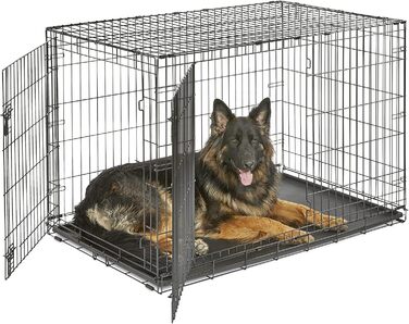 Клітка для собак New World B48DD з подвійними дверима, 122 см, для малих порід, з піддоном, захистом підлоги та патентованими функціями