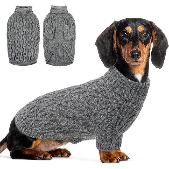 Светр для собак Queenmore, теплий та еластичний, для такс, мопсів, грейхаундів, сірий, розмір M