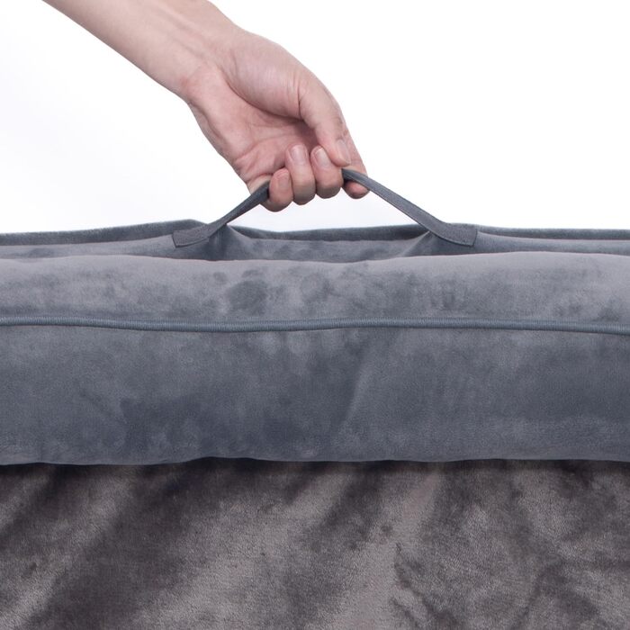 Ортопедичне лежанка для собак Преміум-класу з піною з ефектом пам'яті, великі породи - додаткова петелька для утримання, водонепроникний внутрішній чохол, собаче ліжко, подушка для собак, м'яка, знімний та пральний чохол, 106 x 81 x 17 см, темно-сірий XXL