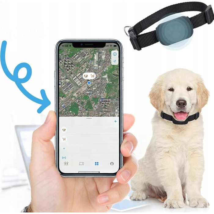 GPS-локатор для котів та собак, трекер на нашийник з підтримкою Apple Find My, iOS та Android