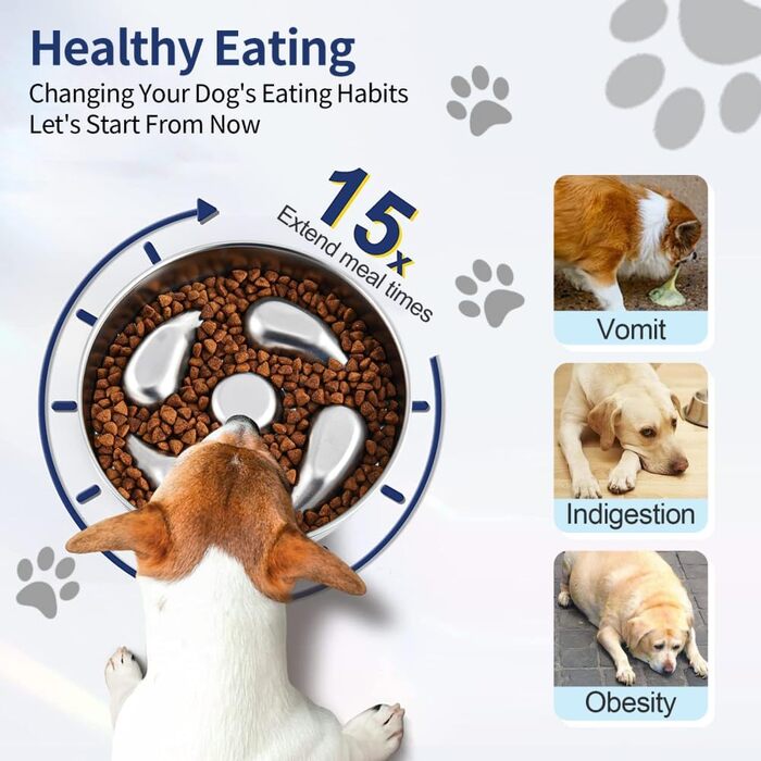 Миска для собак зі нержавіючої сталі, Slow Feeder, Ø 21 см, протиковзна, для повільного годування, проти запобігання поглинання, для полегшення травлення, проти газоутворення, колір 1