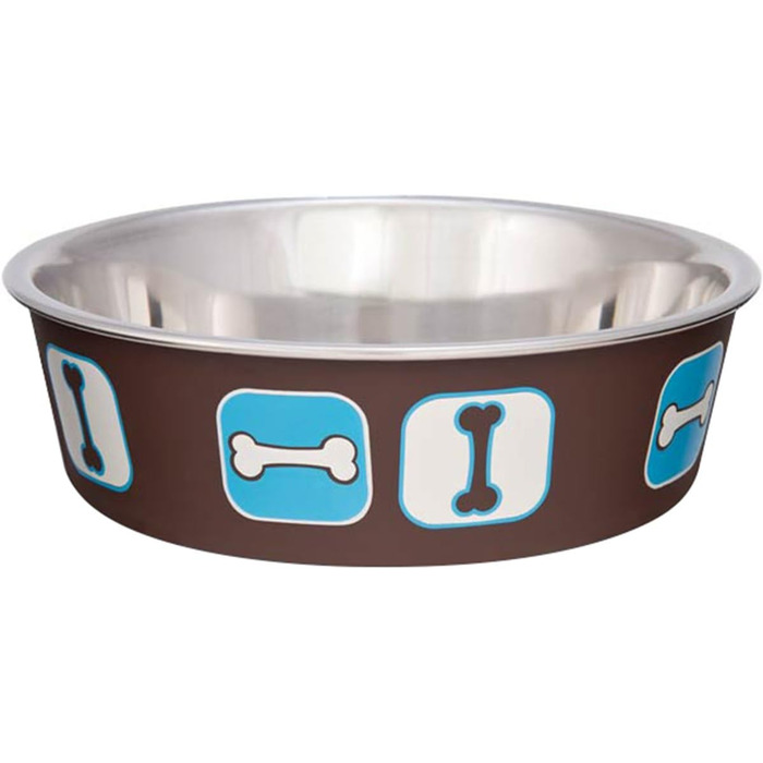 Миска для собак Loving Pets Bella Bowls, нержавіюча сталь, велика (L), колір коричневий, об'єм 750 мл