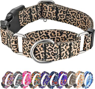 Нашийник для собак Hikiko Martingale з леопардовим принтом, великий розмір (L), міцний, витривалий