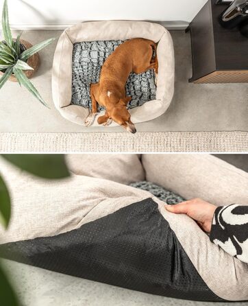 Кругле ліжко для собак та котів Lionto з м'яким двостороннім подушкою, бежеве, 80x60 см