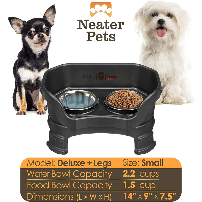 Автогодівниця для домашніх тварин NEATER PET BRANDS Feeder-Deluxe з подовжувачами ніжок, маленька, чорна