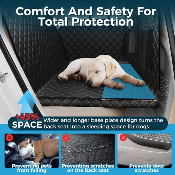 Водонепроникний захист для заднього сидіння авто: килимок для собак з жорсткою основою, захистом від подряпин та оглядовим вікном