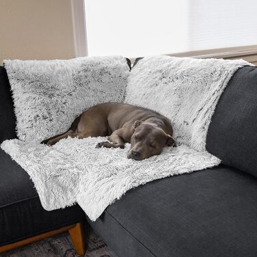 Захисний плед для меблів Furhaven Snuggly Spot, довге штучне хутро, кутовий, сірий, один розмір, машинне прання