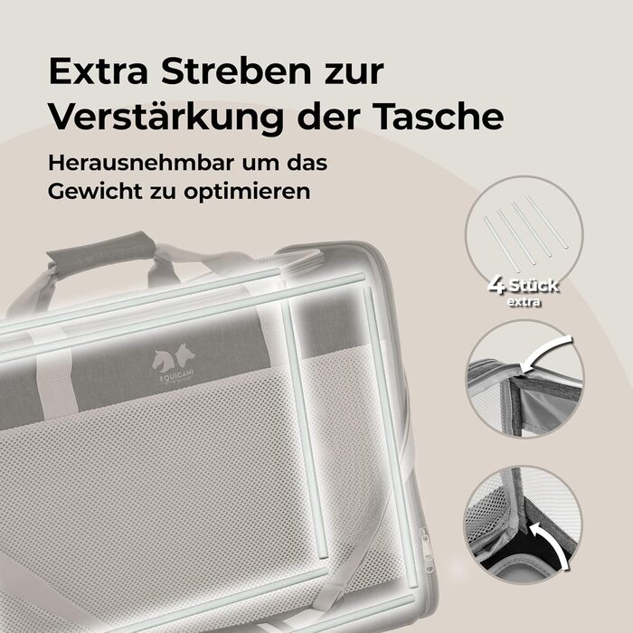 Сумка-переноска для собак та котів Equicani® 55x40x23 см, сіра | Легка, складна, з сіткою та зручним ременем