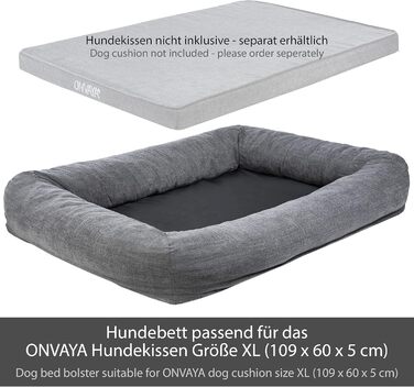 ONVAYA® Крісло-ліжко для собак | Ортопедичне | М'яке та затишне | З високим бортиком | XL | Для великих та маленьких собак | Знімний чохол | Сірий