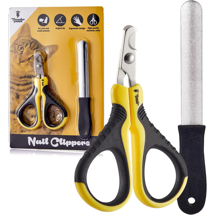 Професійний обрізчик кігтів для котів Thunderpaws з заостреним ножем та пилочкою, підходить для котів та дрібних тварин