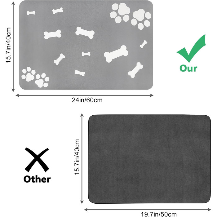 Килимок для собак та котів Lurowo, швидковисихаючий, надпоглинутий, миючий, з антиковзаючим покриттям, 40 x 60 см, дизайн 