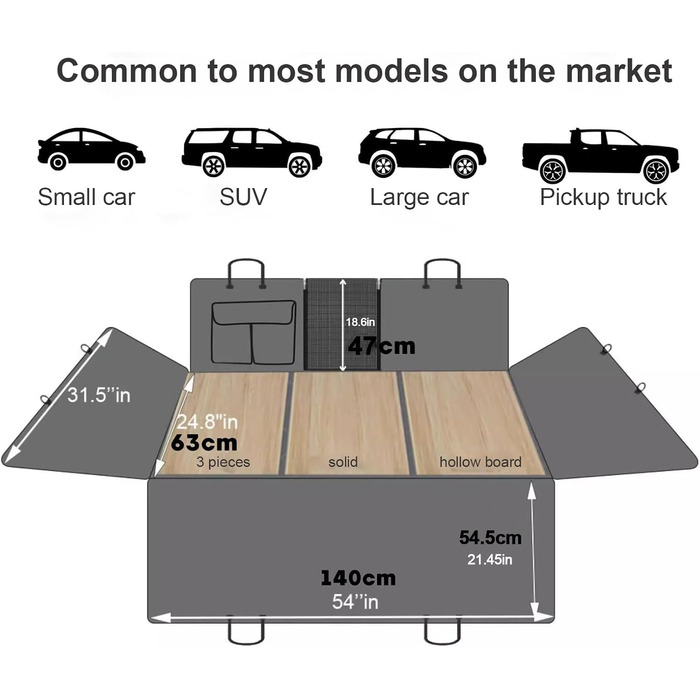 Підстилка для собак у багажник авто, водонепроникна, з твердим дном, до 130 кг, з сіткою, чорна