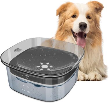 Миска для води для собак, 2 л, повільна годівниця, миска-повільна годівниця, чорна, без розбризкування, для подорожей