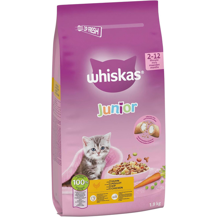 Сухий корм для котів Whiskas Junior з куркою, набір 5 x 800 г
