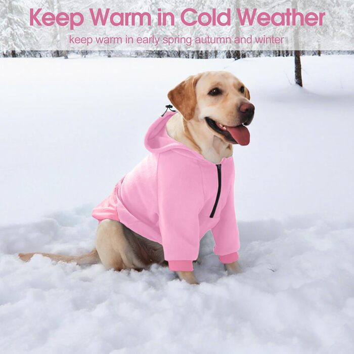 Світшот для великих собак Nanaki з капюшоном, тепла флісова куртка з кишенею для дівчаток та хлопчиків, для Бульдога, теплий одяг для відпочинку та повсякденного носіння (X-Large, Рожевий)