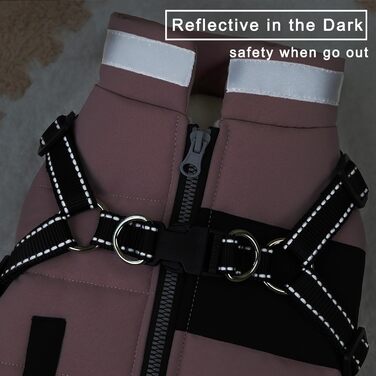 Зунеа Куртка для собак маленьких порід, тепла зимова куртка для цуценят з шлейкою, світловідбиваючі елементи, регульована застібка-блискавка, тепла флісова підкладка, сніговик, розмір XS/S, одяг для домашніх тварин, бежевий колір