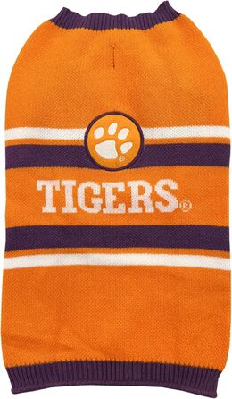 Теплий в'язаний светр для собак Clemson Tigers NCAA, розмір L, з логотипом команди, для великих і малих порід