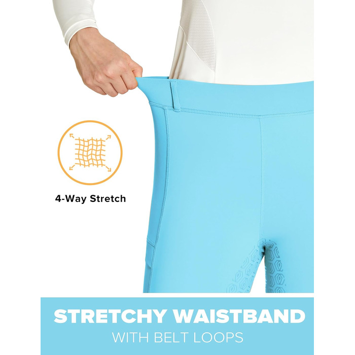 Легінси для верхової їзди FitT4 Port Reitlegging для жінок та дівчаток з кишенею для телефону та петлями для ременя (Світло-блакитний, XS)