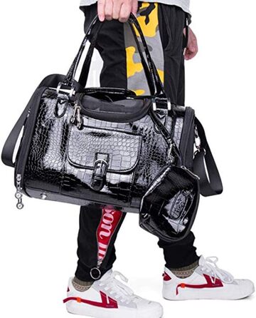 Переноска для собак та домашніх тварин PJDDP, чорна, S - сумка-переноска з PU-шкіри для подорожей та прогулянок