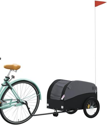 Причіп для велосипеда, причіп для собак, вантажний причіп, чорний, 30 кг, сталь, компактна упаковка, проста збірка