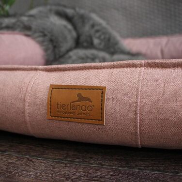Ортопедичне собаче ліжко Tierlando® Goofy Couture з захистом для матраца, знімний чохол з меблевої тканини, для собак середніх та великих порід, 90x75 см, колір: пудрово-рожевий