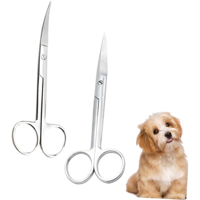 Ножиці для грумінгу тварин з нержавіючої сталі з прямим та вигнутим лезом, ергономічні ручки, для професійного грумінгу та домашнього використання