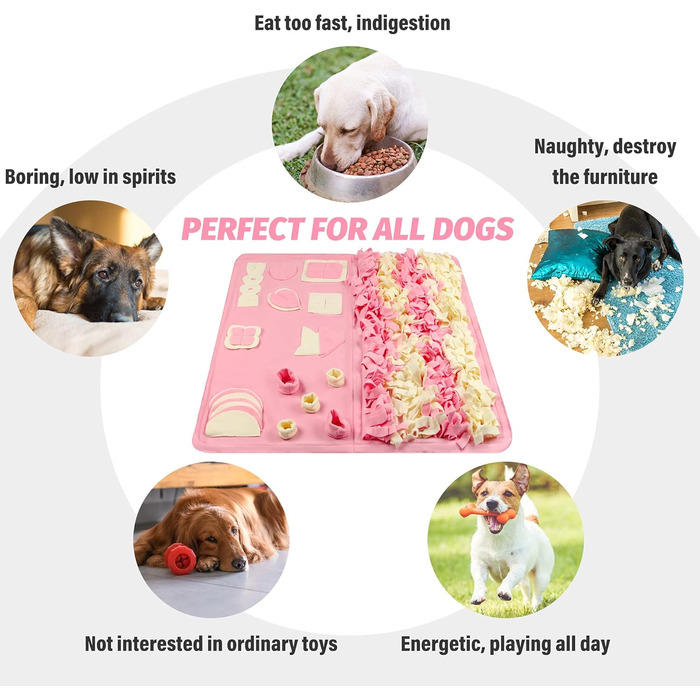 Килимок для носа собак великих та малих (100,1 x 100,1 см) – розвиваюча іграшка, легко заповнювати, машинне прання, навчання, активність/іграшка для домашніх тварин, ідеально для зняття стресу, рожевий