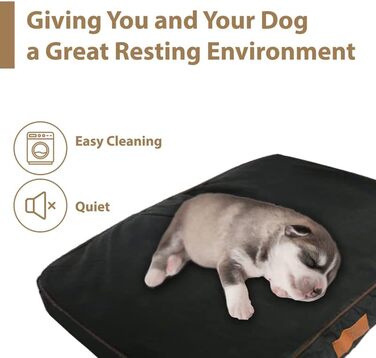 Ліжко для собак Ellie-Bo, розмір S, 56 x 41 x 10 см, чорний з коричневими паспалями. М'який матрац, водовідштовхувальний матеріал Oxford, наповнювач: поліестер. Підходить для клітки 61 см