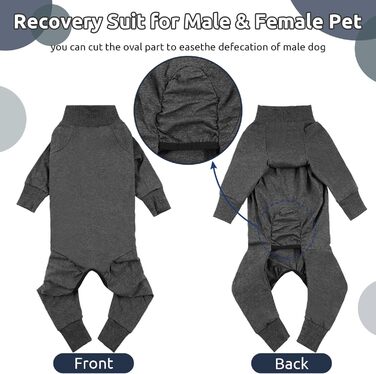 Комбінезон для собак, захисний одяг після операції, захист ран, з довгим рукавом, одяг для відновлення, піжама для домашніх тварин, альтернатива комірцю E, сірий, розмір S