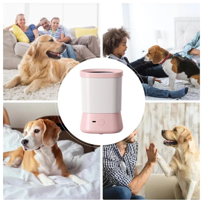 Очищувач лап для собак - Pink, 2 швидкості, проти розбризкування, з м'якими силіконовими смужками, для подорожей