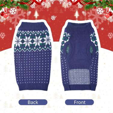 Теплий пуловер для собак, фліс, на Новий Рік, для Французького бульдога, Дакселя, Чихуахуа, Йоркшира, зелений (S, синій)