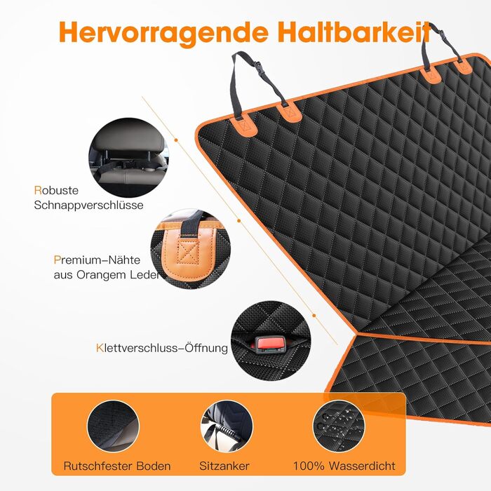 Автоматичний килимок для собак у машину JOEJOY, 137x120 см, чорний – захист заднього сидіння від бруду та подряпин