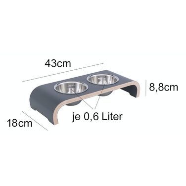 Набір для годування котів MilaCasa Katzennapf - 2 миски, піднята платформа, подвійний набір - годівниця для котів, миска для води (сірий)