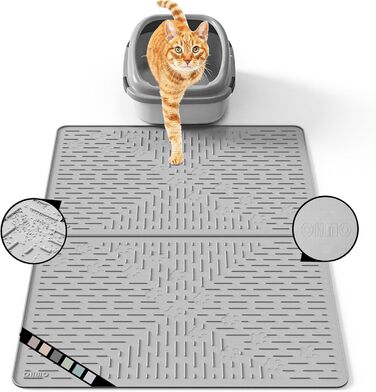 Килимок для котячого туалету OHMO з преміум-силікону 60x40 см, 2 шт., вологостійкий та BPA-free, легко чиститься, сірий (темно-сірий)