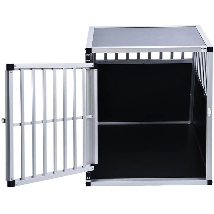 Транспортна переноска для собак Home Deluxe SKITO - M (69x54x50 см) - Алюміній + MDF, Срібно-чорний колір