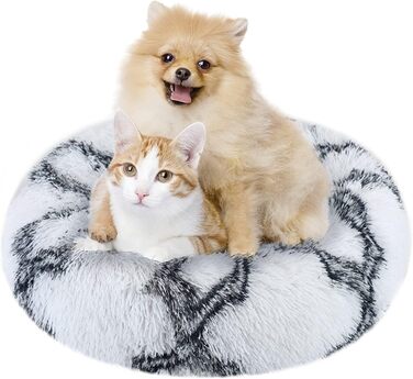 Килимок для котів та собак 50x50 см. Круглий, плюшевий, зручний. Підходить для маленьких котів та собак. Легко миється. (Синій та чорний)