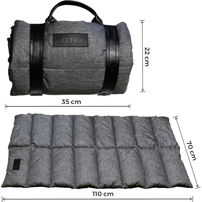 Ліжко-мат для собак Woofers 110×70 см з ручкою сіре