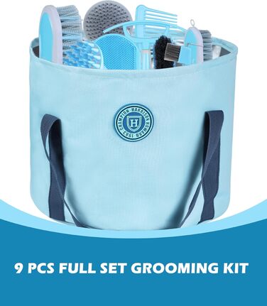 Набір для догляду за конями Harrison Howard, 9 предметів, блакитний. Органайзер, сумка для перенесення