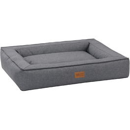 Крісло-ліжко для собак XL 105 x 80 см, сірий, знімний велюровий чохол та м'якою підстилкою, 105 x 80 x 19 см