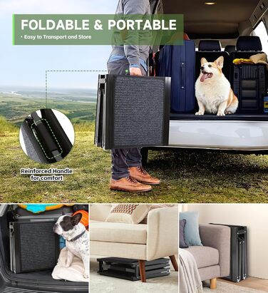 Рампа для собак, 170 см, складана, з антиковзким покриттям, для собак середніх та великих порід (до 113.4 кг), легка та портативна, 160x44 см