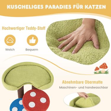 Дерев'яний кігтечка для котів Costway з печереєю та ігровим м'ячиком, 60x65x94 см, кольоровий