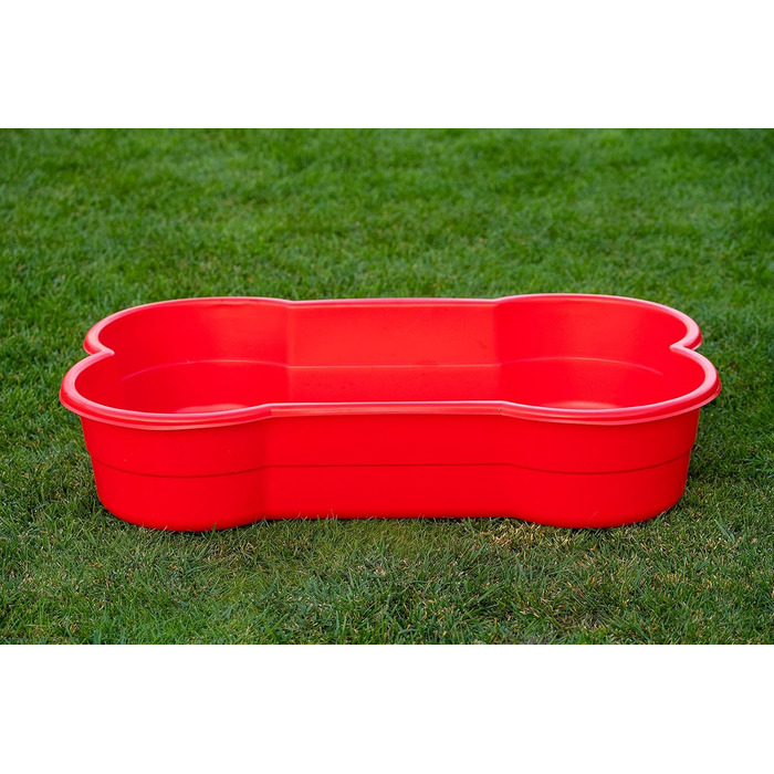 Стійкий басейн для собак DogsLand XXL 120x25x80 см, червоний, у формі кістки, для малих і великих порід, для саду та балкону, нейлоновий, міцний, стійкий до подряпин